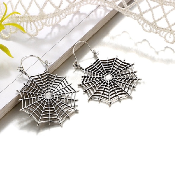 Any 2/$20! Silver Spider Web Ear Wire Earrings - Picture 3 of 10